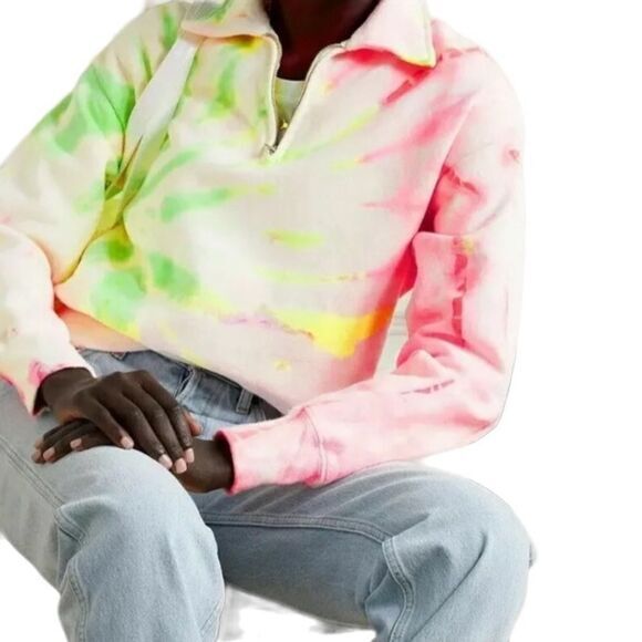 RE/DONE Hanes Sweatshirt Size M 70s Tie-Dyed‎ Cotton Unisex Neon Space Dye NWOT - Picture 1 of 15
